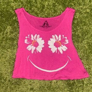 Bear Dance Pink Smiley Face Crop Top
